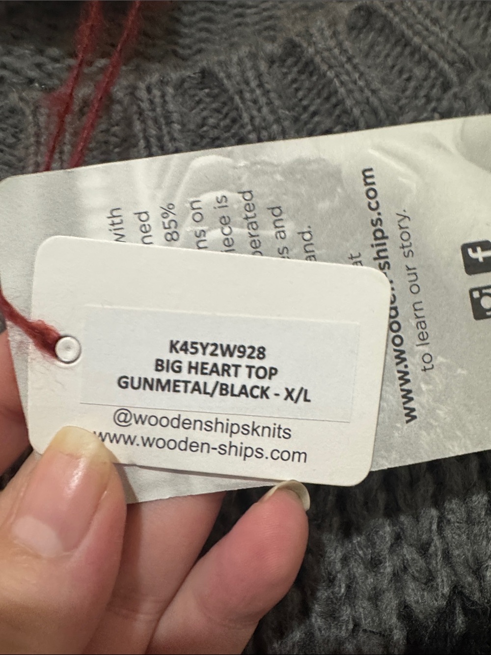 Wooden Ships/Big Heart Top/Sweater/Gunmetal/Black/Size XL/NWT! NEVER WORN! - Picture 5 of 16